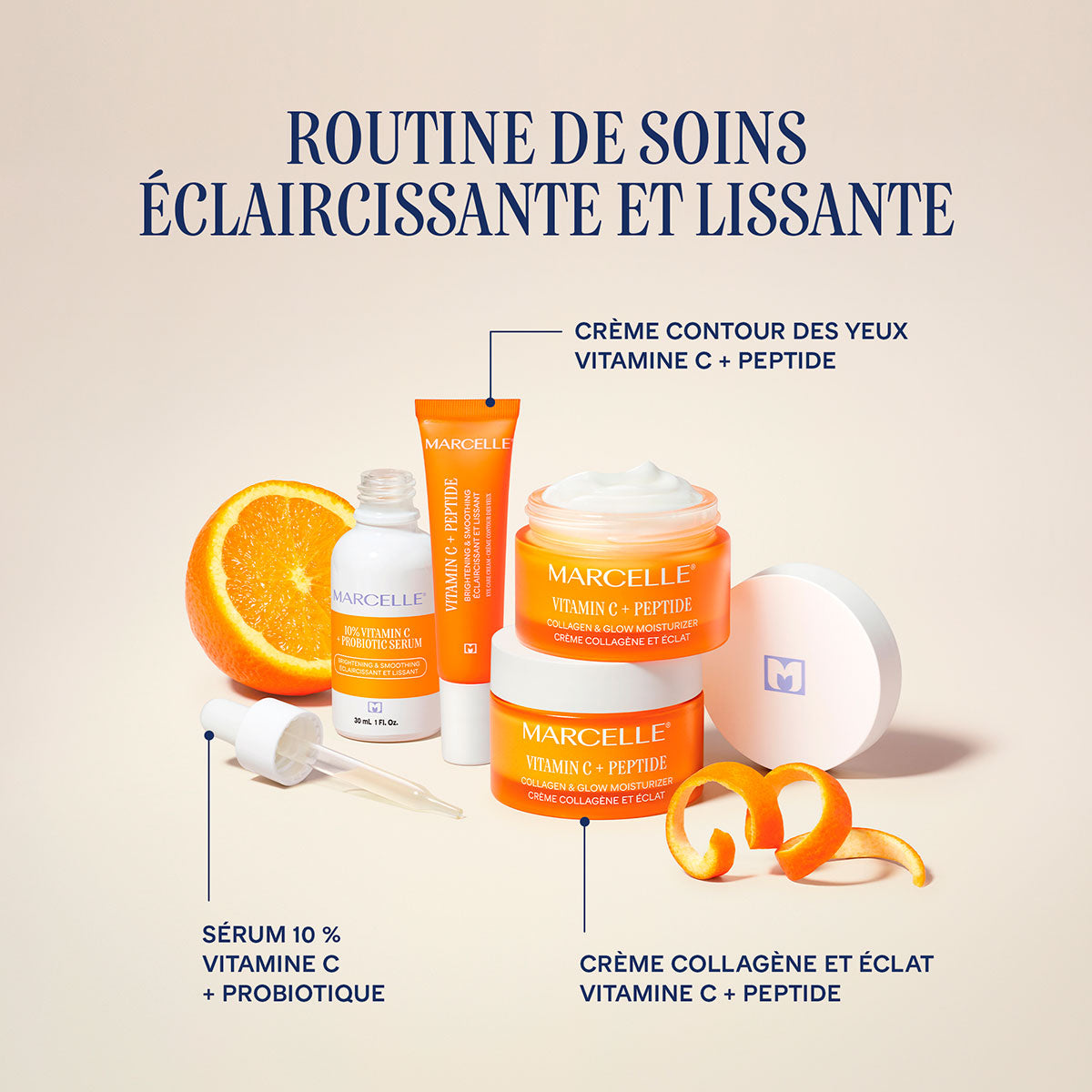 Crème contour des yeux - Éclaircissante et lissante vitamine C + peptide