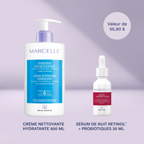 Duo Crème nettoyante hydratante + Sérum de nuit retinol³ et probiotique