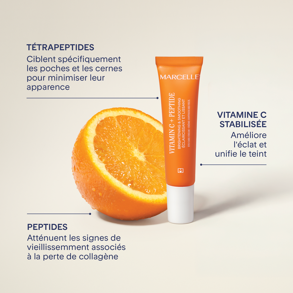 Crème contour des yeux - Éclaircissante et lissante vitamine C + peptide