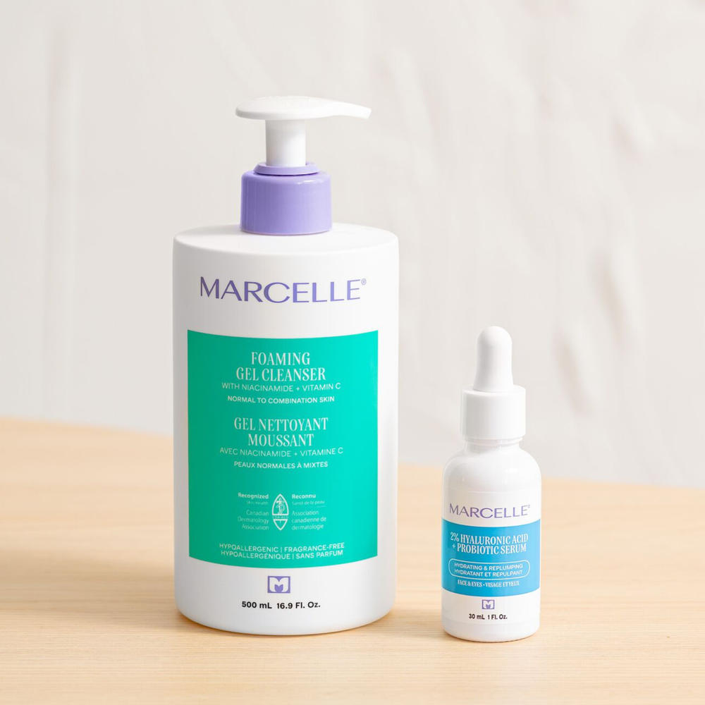 Duo Gel nettoyant moussant + Sérum 2 % acide hyaluronique et probiotique