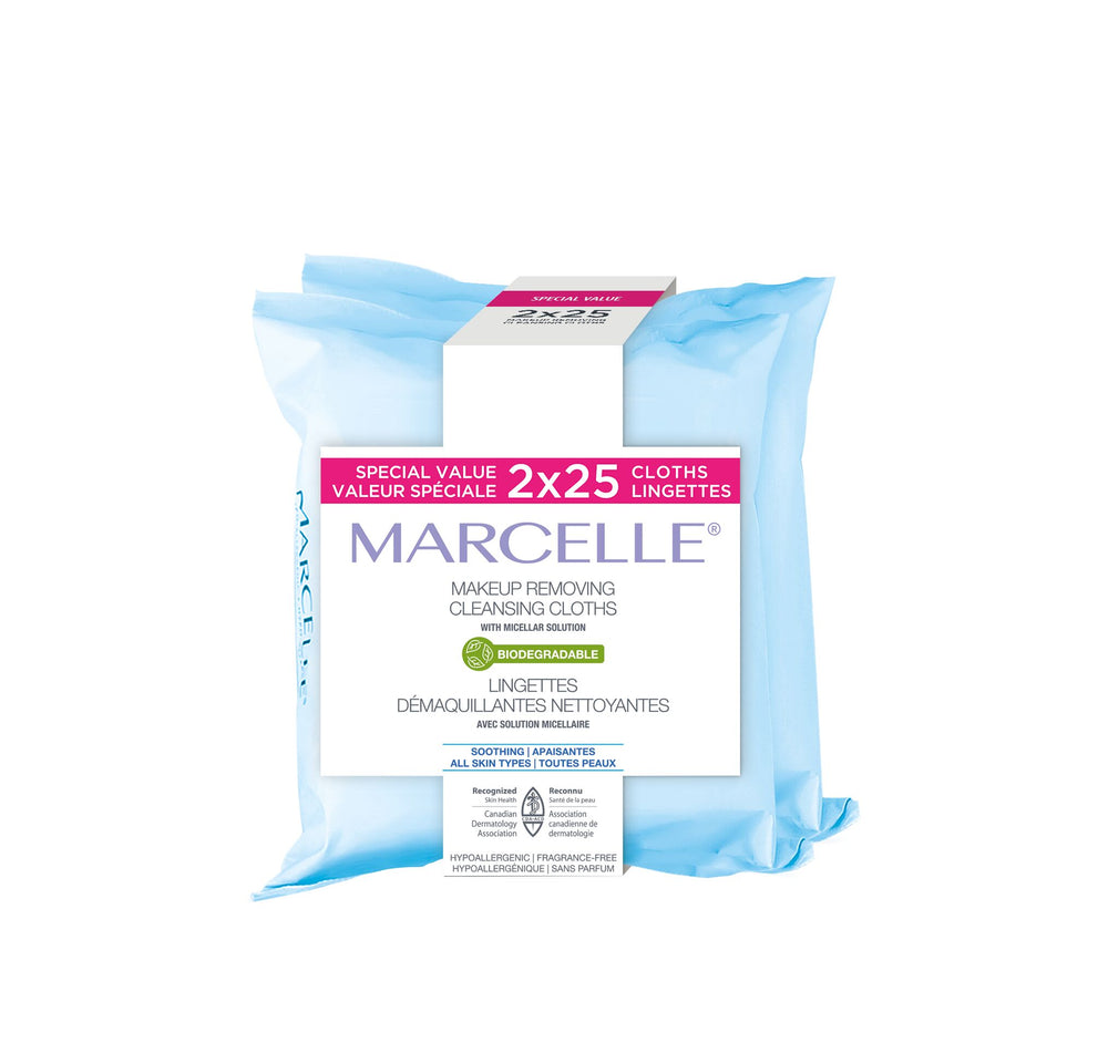 Lingettes démaquillantes nettoyantes biodégradables avec pochette recyclable - Valeur spéciale